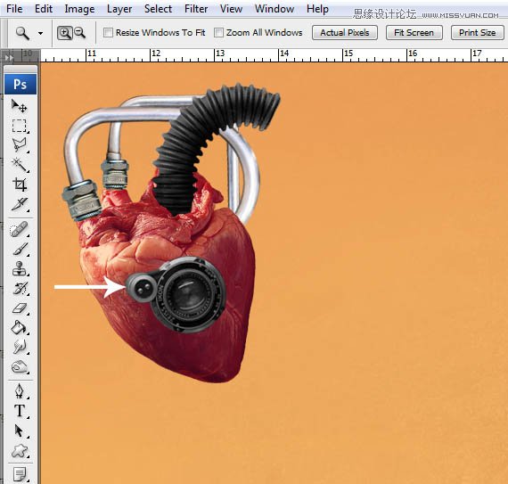 Photoshop合成创意抽象的机械心脏海报,PS教程,图老师教程网
