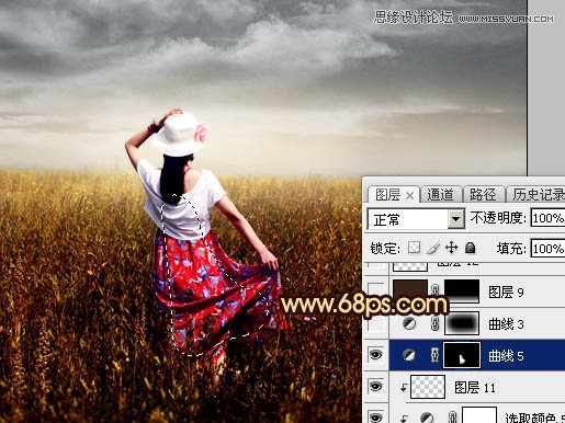 Photoshop调出草丛美女唯美冷色效果图,PS教程,图老师教程网