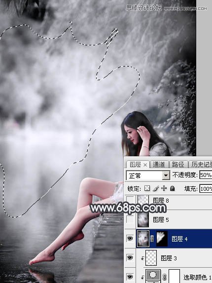 Photoshop调出河边人像黑白冷色效果,PS教程,图老师教程网