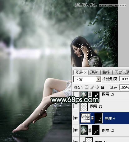 Photoshop调出河边女孩唯美蓝色效果,PS教程,图老师教程网