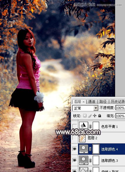 Photoshop调出小路边女孩秋季暖黄效果,PS教程,图老师教程网