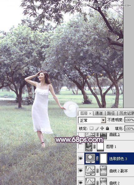 Photoshop调出外景林中女孩梦幻紫色效果,PS教程,图老师教程网