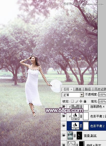 Photoshop调出外景林中女孩梦幻紫色效果,PS教程,图老师教程网