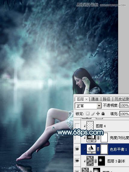 Photoshop调出外景河边人像唯美蓝色效果,PS教程,图老师教程网