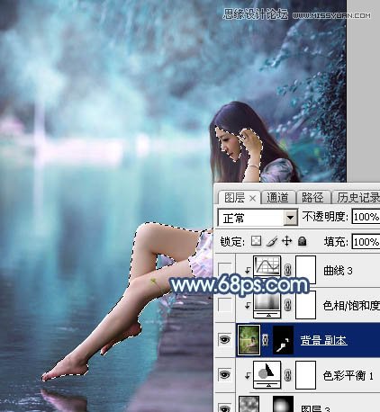 Photoshop调出河边女孩唯美蓝色艺术效果,PS教程,图老师教程网