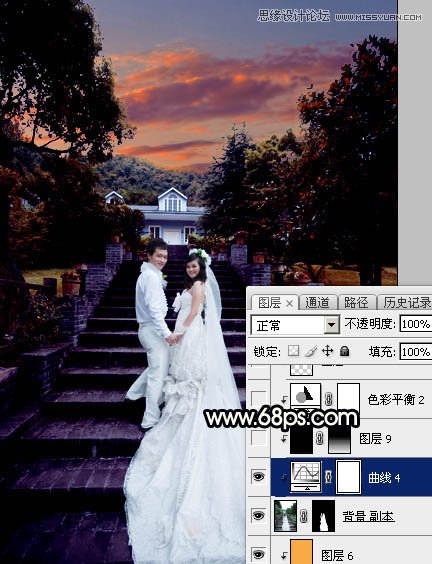 Photoshop给外景婚片添加唯美的夕阳美景,PS教程,图老师教程网