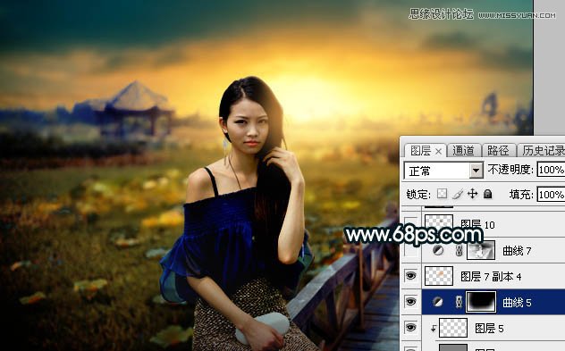 Photoshop给外景女孩添加金色黄昏效果图,PS教程,图老师教程网