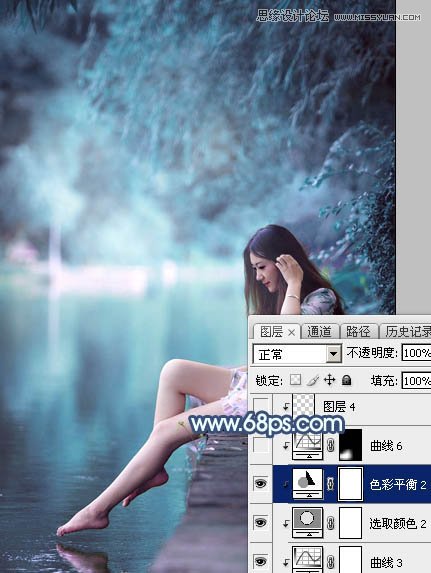 Photoshop调出河边女孩唯美蓝色艺术效果,PS教程,图老师教程网