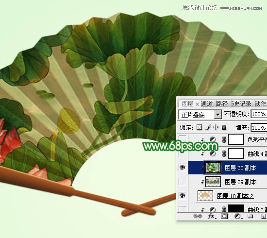 Photoshop绘制中国风逼真的折扇效果图,PS教程,图老师教程网