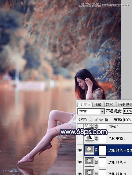 Photoshop调出河边美女梦幻紫红色效果,PS教程,图老师教程网