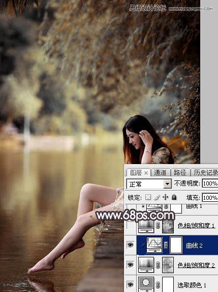 Photoshop调出河边美女人像LOMO暗色调,PS教程,图老师教程网