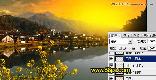 Photoshop调出水乡风景照片金色夕阳效果,PS教程,图老师教程网