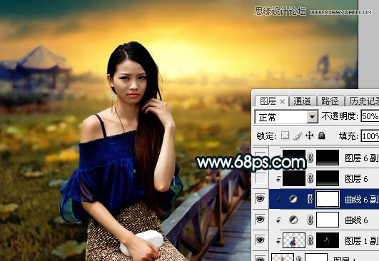 Photoshop给外景女孩添加金色黄昏效果图,PS教程,图老师教程网