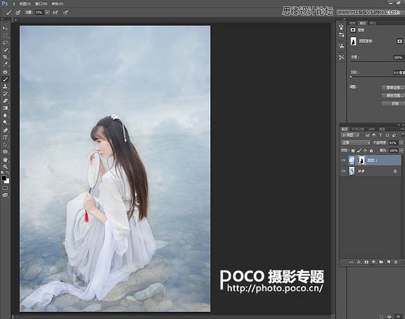 Photoshop调出河边古装美女唯美的艺术蓝色调,PS教程,图老师教程网