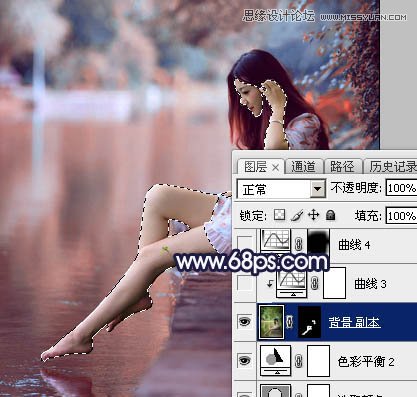 Photoshop调出河边美女梦幻紫红色效果,PS教程,图老师教程网