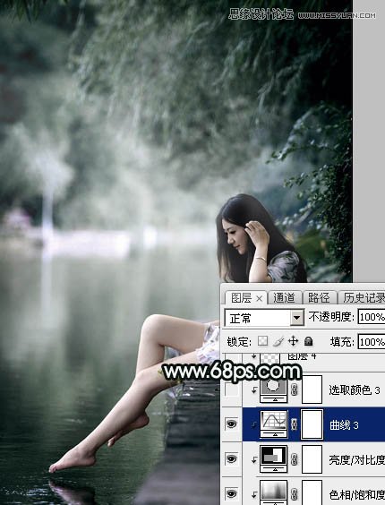 Photoshop调出河边女孩唯美蓝色效果,PS教程,图老师教程网