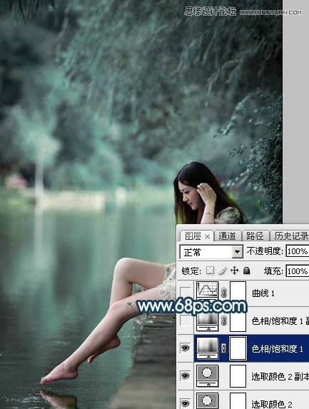 Photoshop调出外景河边人像唯美蓝色效果,PS教程,图老师教程网