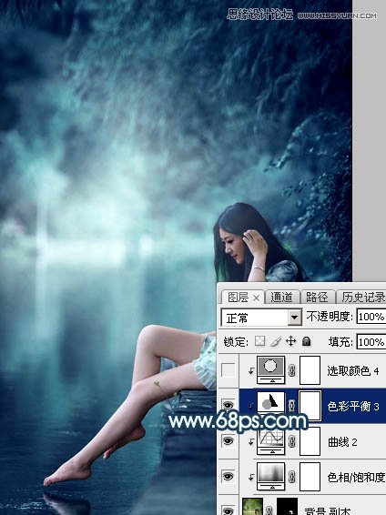 Photoshop调出外景河边人像唯美蓝色效果,PS教程,图老师教程网