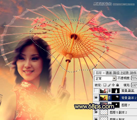 Photoshop给古镇美女添加夕阳古典效果,PS教程,图老师教程网