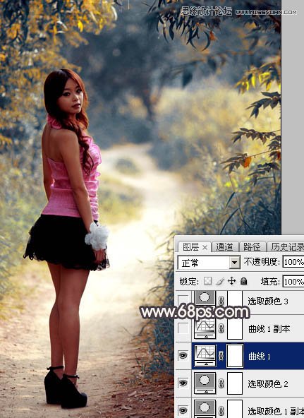 Photoshop调出小路边女孩秋季暖黄效果,PS教程,图老师教程网