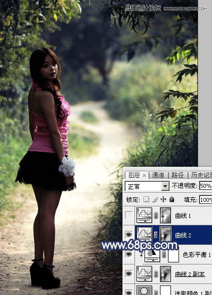 Photoshop调出外景女孩唯美紫色效果,PS教程,图老师教程网