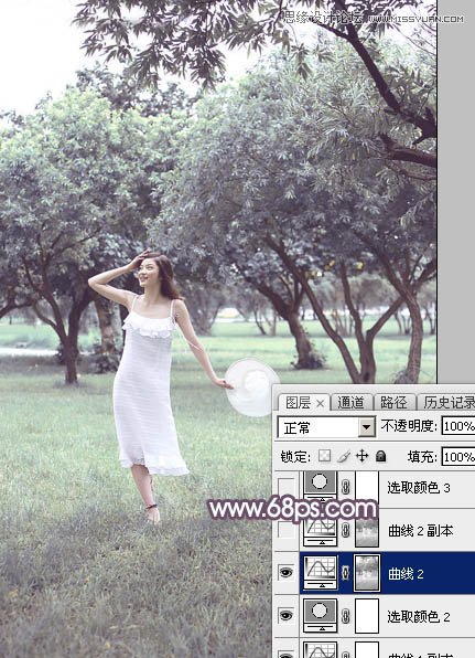 Photoshop调出外景林中女孩梦幻紫色效果,PS教程,图老师教程网