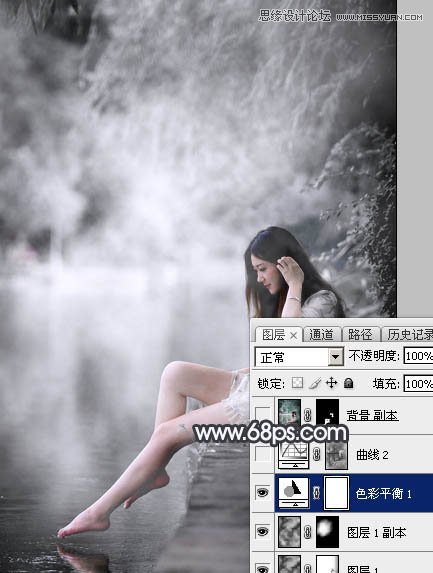 Photoshop调出河边人像黑白冷色效果,PS教程,图老师教程网