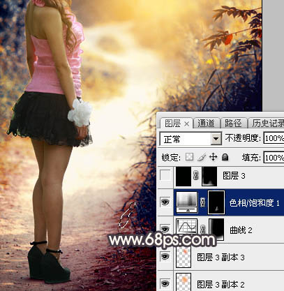 Photoshop调出小路边女孩秋季暖黄效果,PS教程,图老师教程网