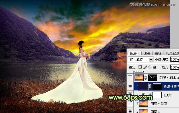 Photoshop调出外景婚片金色黄昏美景效果,PS教程,图老师教程网