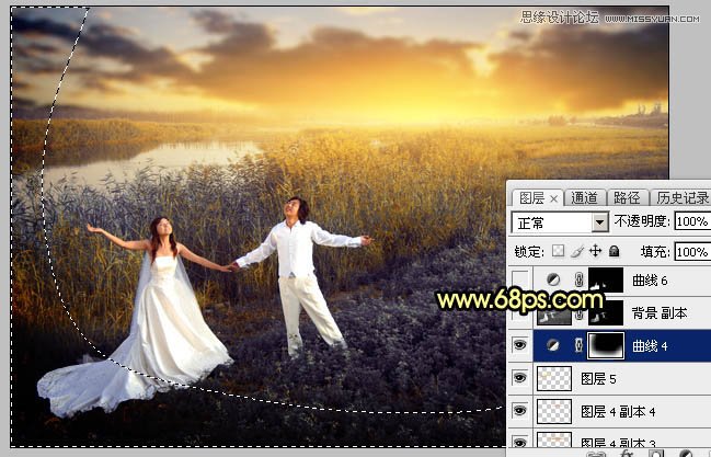 Photoshop给外景婚片添加夕阳美景风光,PS教程,图老师教程网