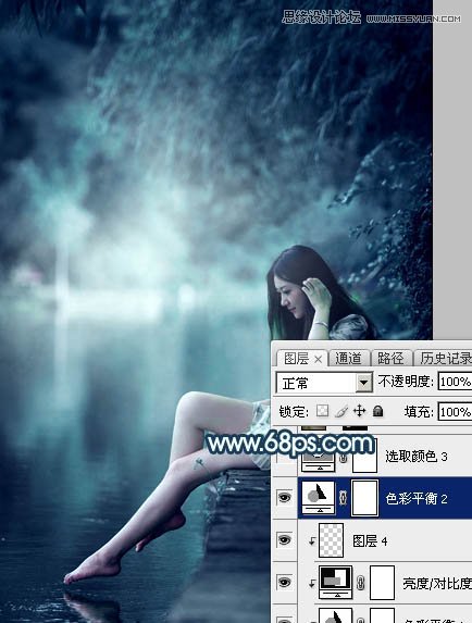 Photoshop调出外景河边人像唯美蓝色效果,PS教程,图老师教程网