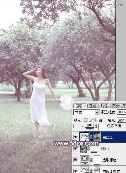 Photoshop调出外景林中女孩梦幻紫色效果,PS教程,图老师教程网