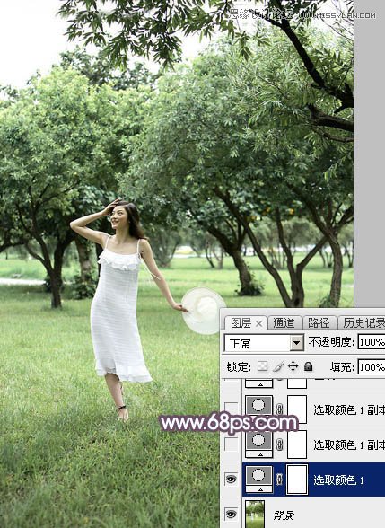 Photoshop调出外景林中女孩梦幻紫色效果,PS教程,图老师教程网