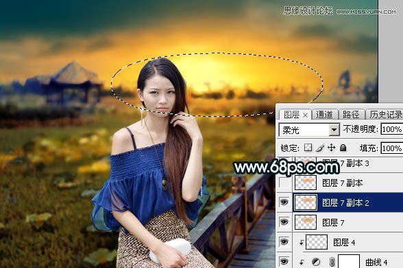 Photoshop给外景女孩添加金色黄昏效果图,PS教程,图老师教程网