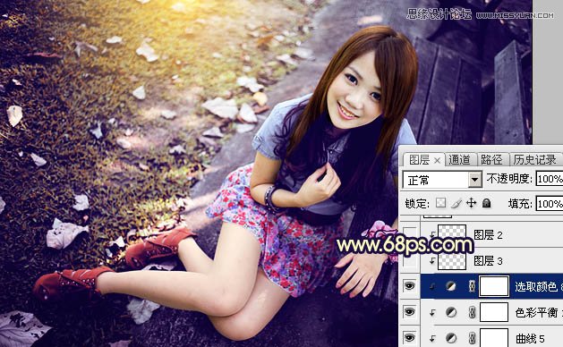 Photoshop调出公园靠椅边女孩唯美逆光效果,PS教程,图老师教程网