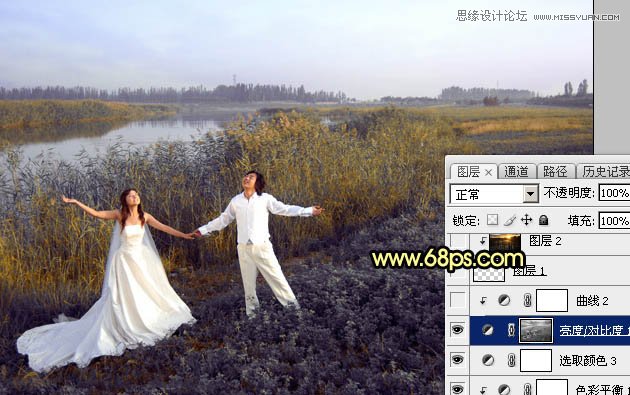 Photoshop给外景婚片添加夕阳美景风光,PS教程,图老师教程网