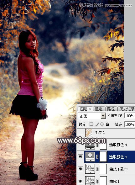 Photoshop调出小路边女孩秋季暖黄效果,PS教程,图老师教程网