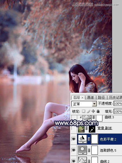 Photoshop调出河边美女梦幻紫红色效果,PS教程,图老师教程网