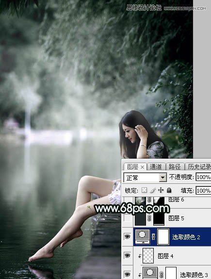 Photoshop调出河边女孩唯美蓝色效果,PS教程,图老师教程网