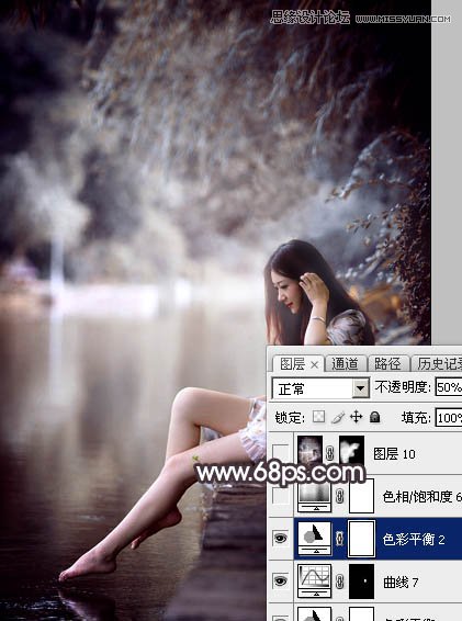 Photoshop调出河边美女人像LOMO暗色调,PS教程,图老师教程网