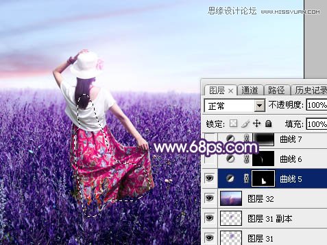 Photoshop调出外景女人唯美紫色效果图,PS教程,图老师教程网