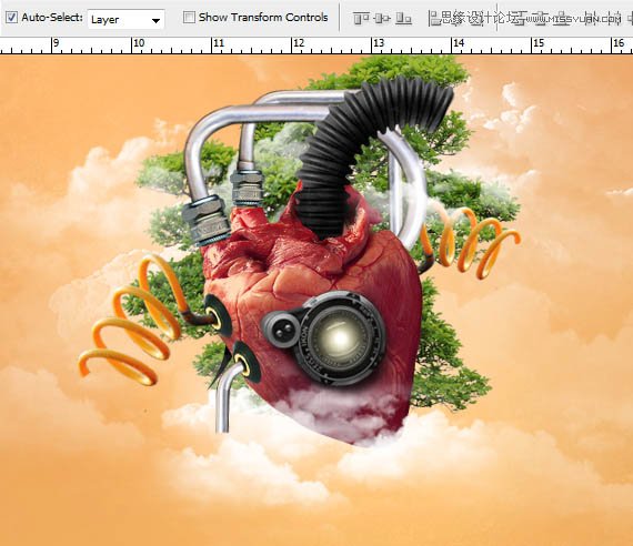 Photoshop合成创意抽象的机械心脏海报,PS教程,图老师教程网