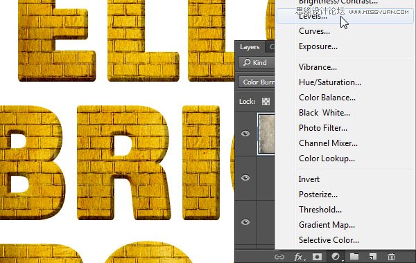 Photoshop制作金色质感的砖块艺术字教程,PS教程,图老师教程网