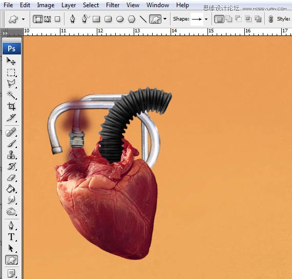 Photoshop合成创意抽象的机械心脏海报,PS教程,图老师教程网