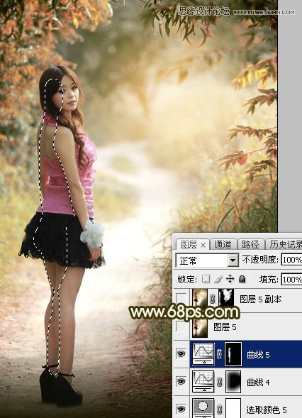 Photoshop调出小路边人像秋季淡黄色调,PS教程,图老师教程网