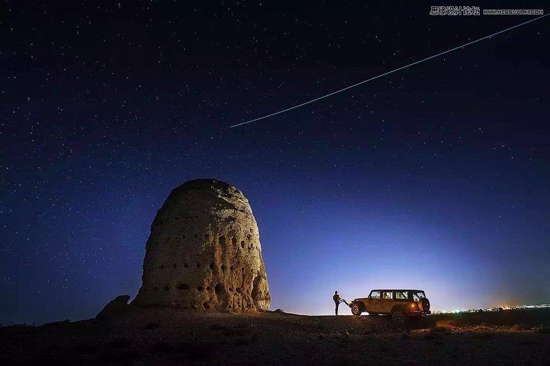 Photoshop调出外景照片唯美的蓝色星空背景,PS教程,图老师教程网