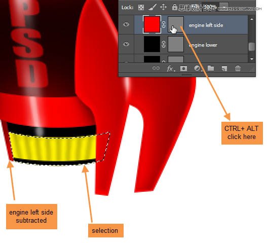 Photoshop绘制立体质感的卡通小火箭,PS教程,图老师教程网