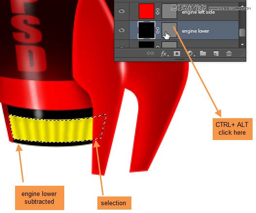 Photoshop绘制立体质感的卡通小火箭,PS教程,图老师教程网