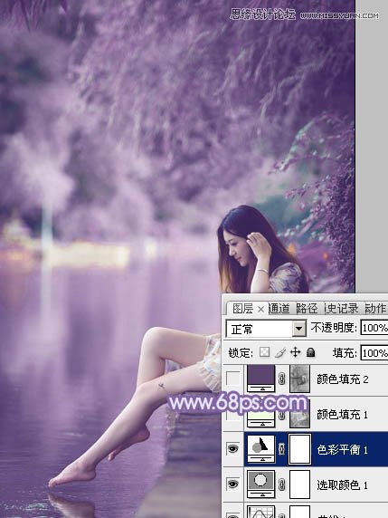 Photoshop调出河边女孩唯美的紫色效果,PS教程,图老师教程网