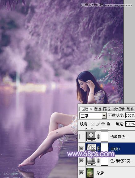 Photoshop调出河边女孩唯美的紫色效果,PS教程,图老师教程网